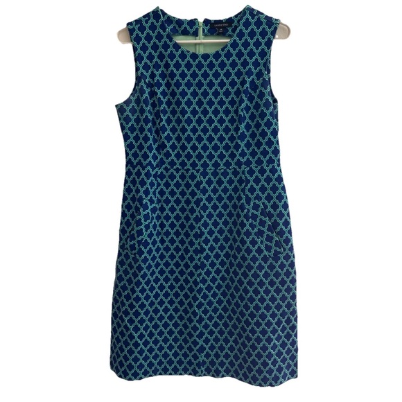 Lands' End Dresses & Skirts - Lands' End Blue and Green Geometric Midi Dress